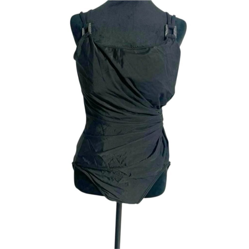 Miraclesuit Size 16 Black One Piece Swimsuit Slimming Flattering Plus Size